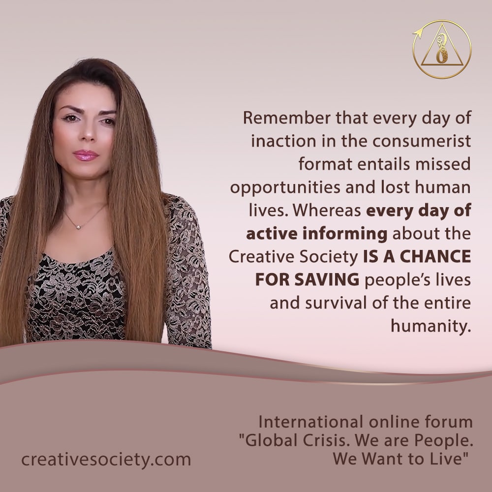 Every day of active informing about #CreativeSociety increases the chance to #SaveLives!
Learn the #truth about the atrocities of the consumerist format. Watch #International Online #Forum 
#GlobalCrisis We are People #WeWant2Live:
🔴 creativesociety.com/global-crisis-…
#MotivationalQuotes