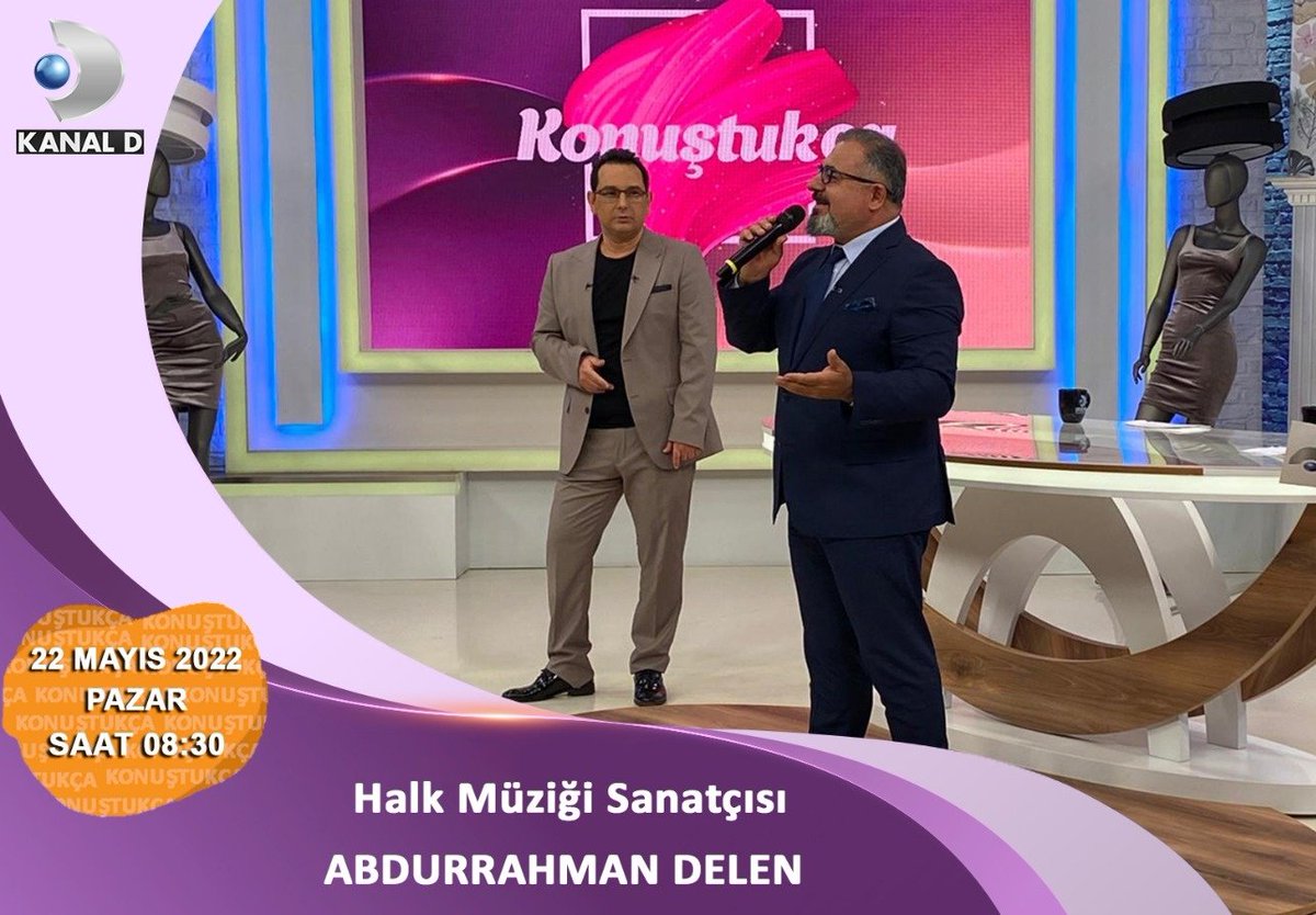 Türk halk müziği sanatçısı Abdurrahman Delen 22 Mayıs pazar günü saat 08-30 da Kanal D ekranlarında "konuştukça" programında...