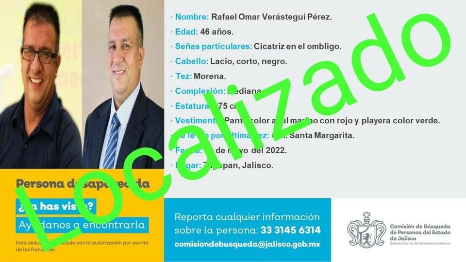 MilenioJalisco's tweet photo. Localizan al maestro Rafael Omar Verástegui
 https://t.co/IvCSVvSHeV https://t.co/8i3vY0P4UM