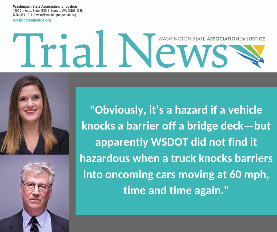 WSAJ EAGLES Liz McLafferty & Peter O'Neil of @SGB_LAW reveal key strategies to settle their client's highway design & crash case. Read their article in Trial News here: ow.ly/uHZQ50J3z4x
#WSAJ #TrialNews #SGBLaw #HighwayDesign