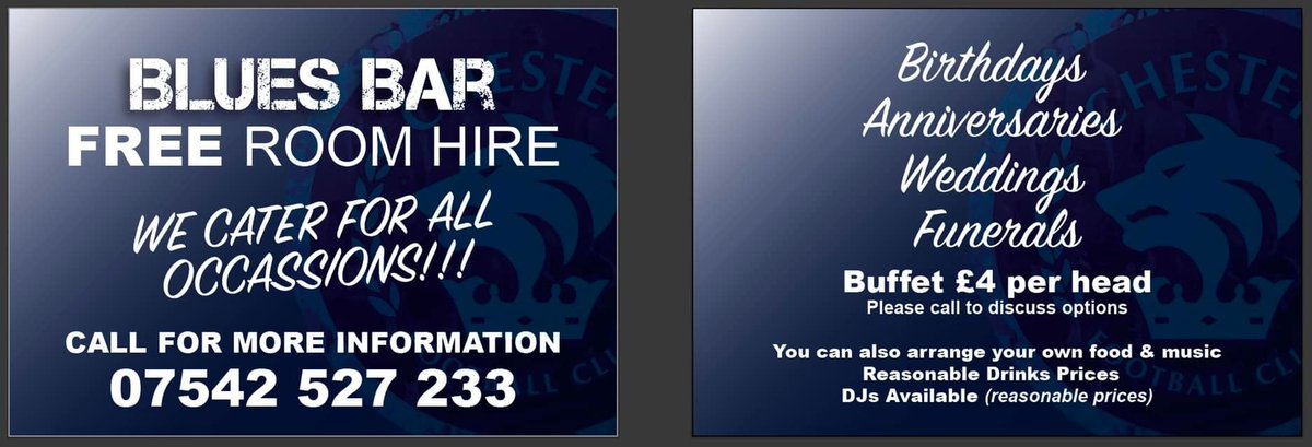 🎂🍲| The Blues Bar is now taking bookings for all types of occasions.

You'll get free room hire, a free car park and access to very well priced food and drink with buffets available at just £4 per head.

Call 07542 527 233 to enquire or book!
