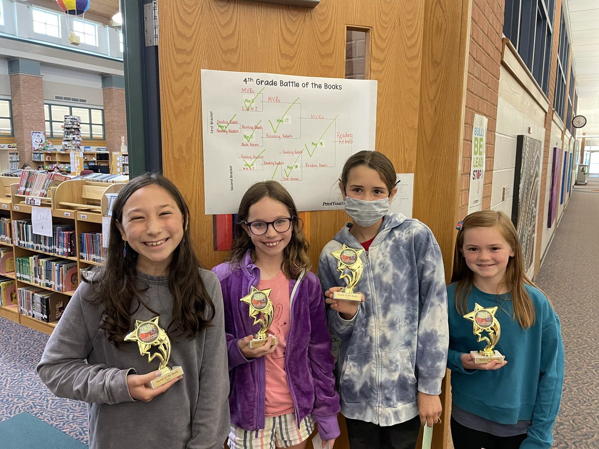 Cheers to our 4th Grade Battle of the Books winners: Reading Rebels! This team faced some tough competition--even from their own class. So proud of all our Battle readers this year! 🍒🌳❤️📚 <a href="/CherryTreeElem/">Cherry Tree Elem.</a> <a href="/MrsKuznarsky/">Mrs. Kuznarsky</a>