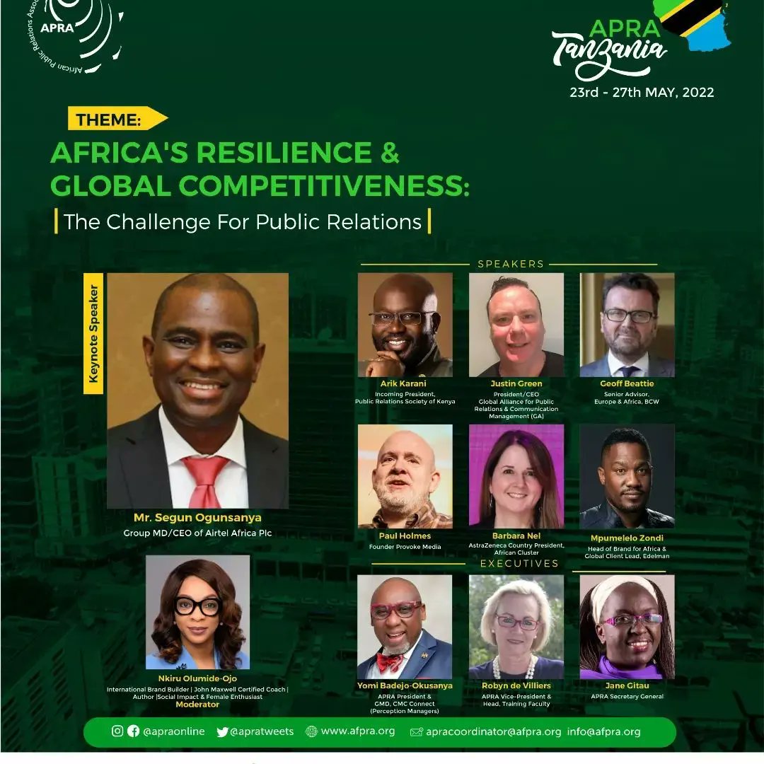 MakuzaLoth's tweet photo. Meet the Speakers at #APRATanzania2022
@prstofficial
@PRCA_HQ
@ICCOpr
@Edelman
@bcwglobal
@WEcomms
@ChainReactions2
@avianWE
#APRATanzania2022
#APRA2022
#PublicRelations
#publicrelations
#publicrelationslife
#Africa
#Conference https://t.co/2eDYzaRI5N