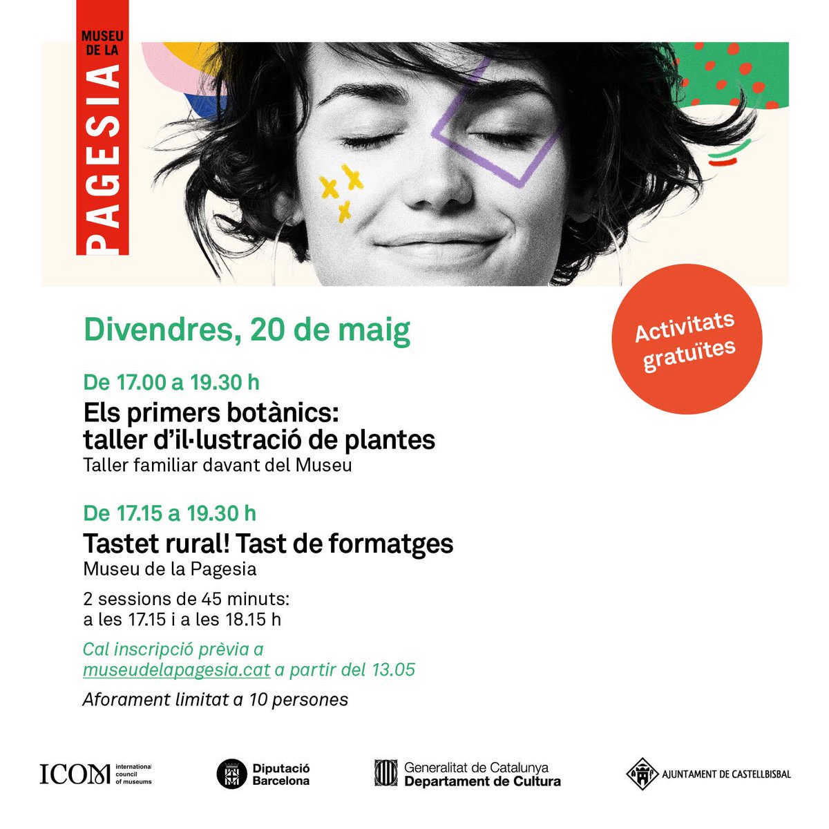 museupagesia's tweet photo. ☺️ Aquest divendres 20M celebrarem #elpoderdelsmuseus amb 2 activitats:

🕔  De 17.00 a 19.30 h
🌿 Taller d'il·lustració de plantes

🕔 De 17.15 a 19.30 h
🧀 Tast de formatges

➡️ Més info a https://t.co/uMfKVs0JTc.

#castellbisbal #museupagesia #patrimonicultural #DIM2022 https://t.co/y3g7wBRM3E