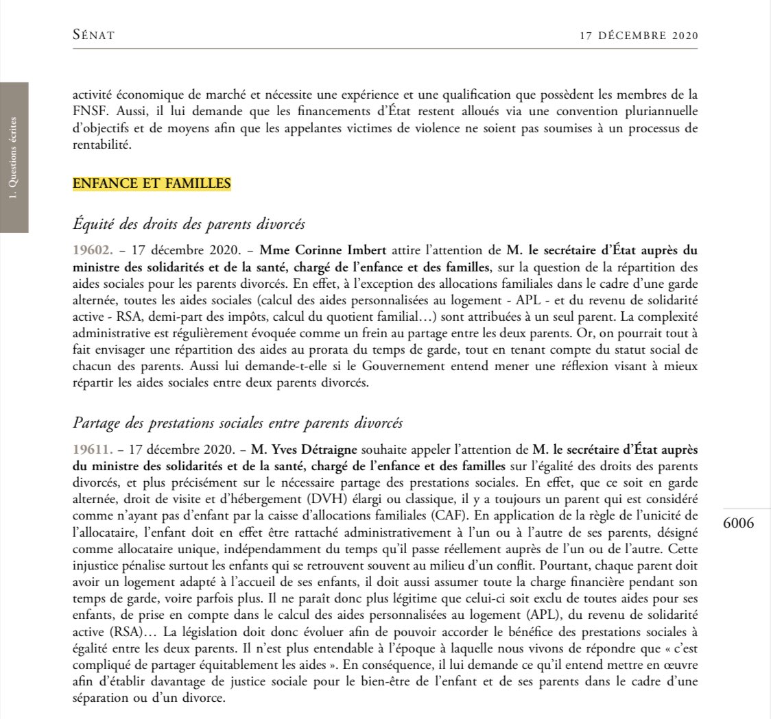EgaliteParents's tweet photo. @damienadam76 @LaREM_AN @avecvous @enmarchefr @AvecVousRouen @LaREMNormandie @AvecVousNormand @jeunesMacron76 @JeunesMacron @Elisabeth_Borne @EmmanuelMacron Porterez-vous à l’assemblée nationale un projet de loi sur l’injustice qui touche un parent séparé sur deux ?

A cause de la Loi R513-1 sur l’unicité de l’allocataire, un parent à toutes les aides liés aux enfants; et le second parent est considéré comme n’ayant pas d’enfant https://t.co/L3ebl5ZSCZ