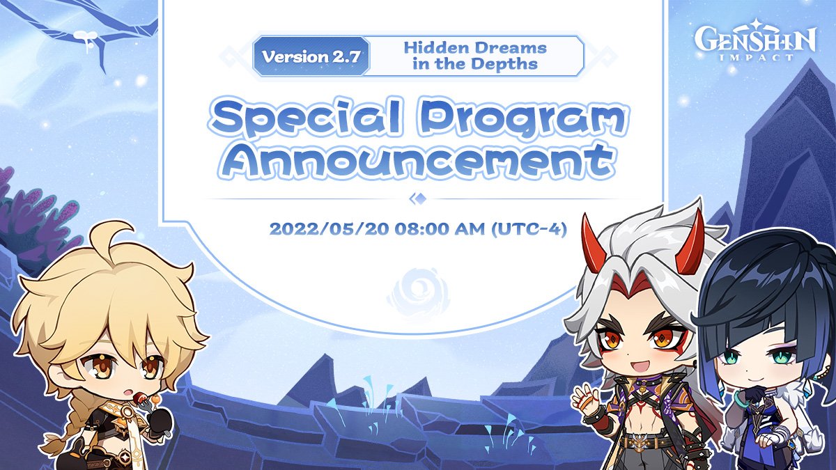GI_FansiteFR's tweet photo. La date de la mise à jour 2.7 a été fixée au 31 mai !

Pour l'occasion, un live reveal aura lieu demain à 14h00 UTC+2 (heure de Paris) sur https://t.co/PVXTotYvgh https://t.co/NI0OQpAryX