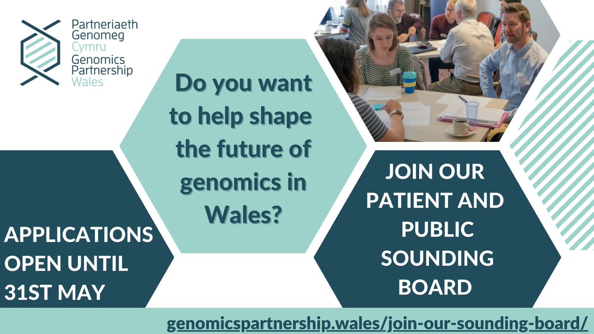 GenomicsWales's tweet photo. Just over one week to go until applications for
our public and patient Sounding Board close!
Apply here https://t.co/yzjOzfq0qo to join the
conversation on the future of Genomics in
Wales. #GenomicsWales #Futureofgenomics @ResearchWales https://t.co/WKRfJQfTFo
