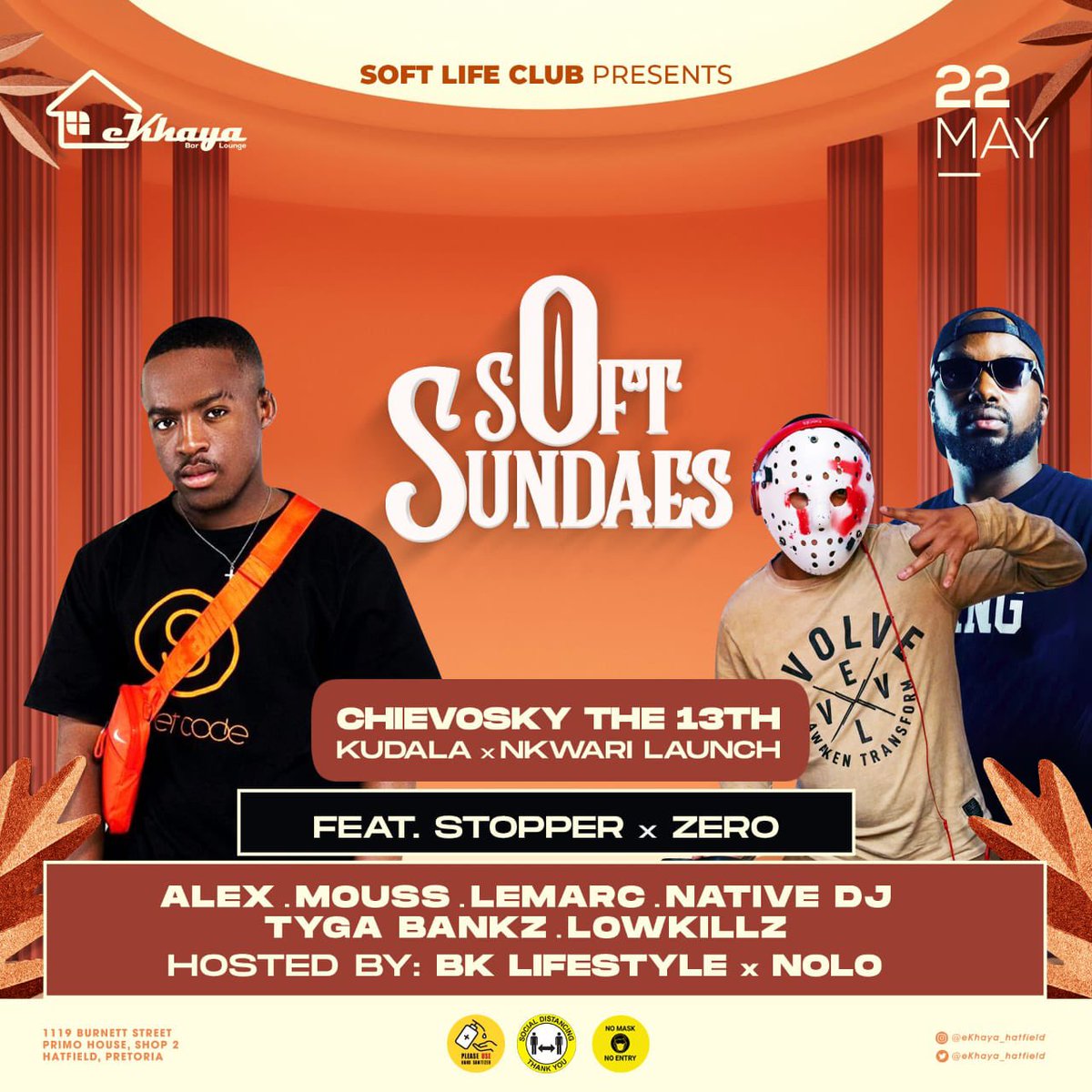 slcmusiq's tweet photo. This week’s episode of #SoftSundaes is all SOFT for y’all.

• Chievosky
• DJ Stopper 
• DJ Zero

📍: @ekhaya_hatfield
📆: Sun 22 May ‘22
⌚️: 17h00 - 02h00

📧: info@softsundaes.com
📲: +27 81 390 4042

MUSIC • FOOD • HUBBLY • VIBES

#SoftSundaes | #KeepItSoft | #sunday https://t.co/AdGMGsgJlU