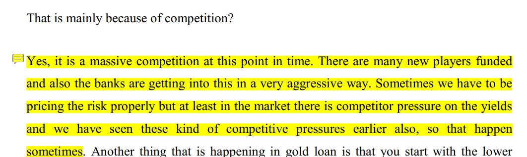 Will the competition remain so intense?Are there signs of the intense competition for gold loans reducing?Q3FY22 Con Call - IIFL Finance15/n
