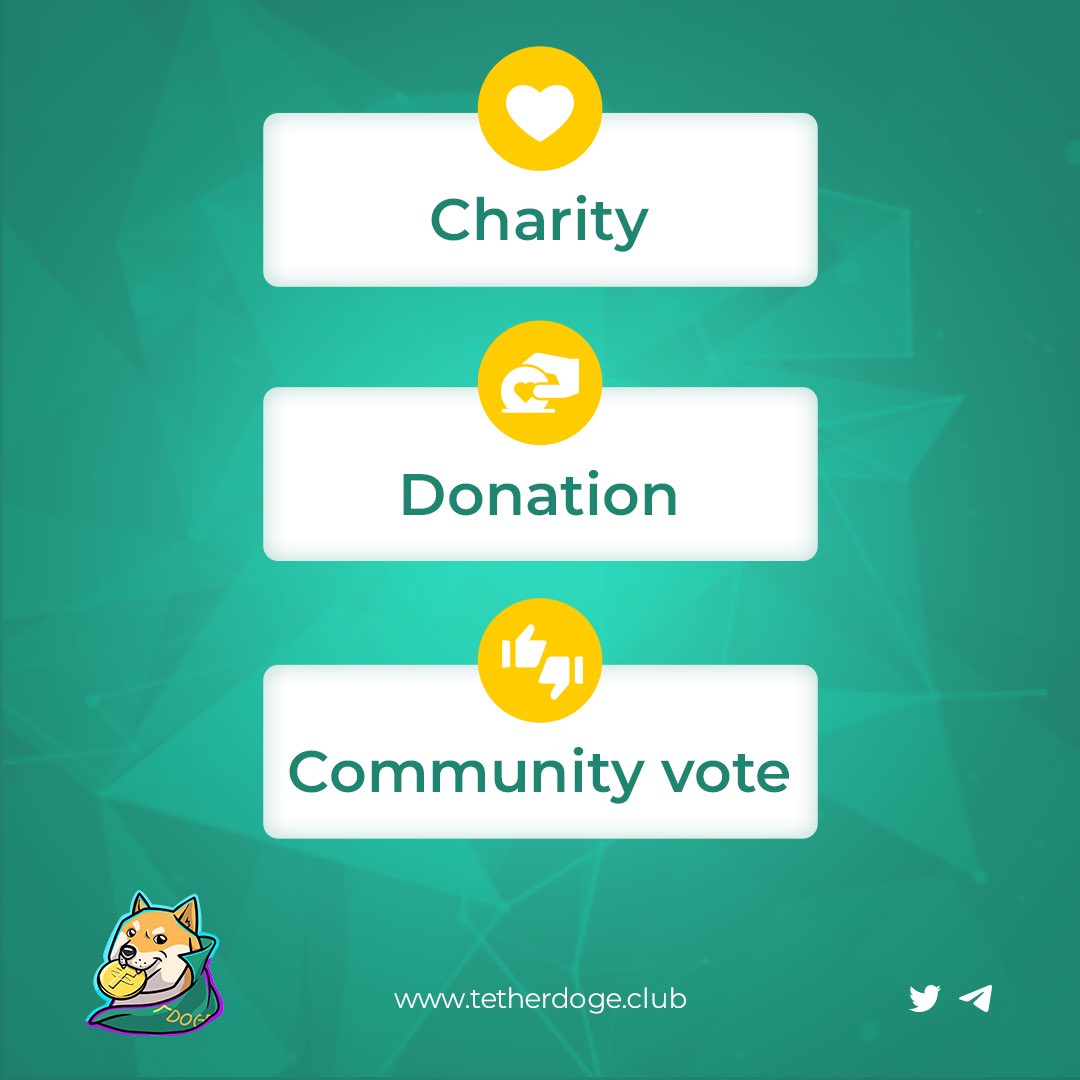 We as a team have decided to bring our first charity donation forward from phase 2 into phase 1, this donation(s) will be community decided in the coming days. 

Follow us on telegram for updates 

t.me/TDOGE_EN

#TetherDoge #TDoge #Doge #USDT