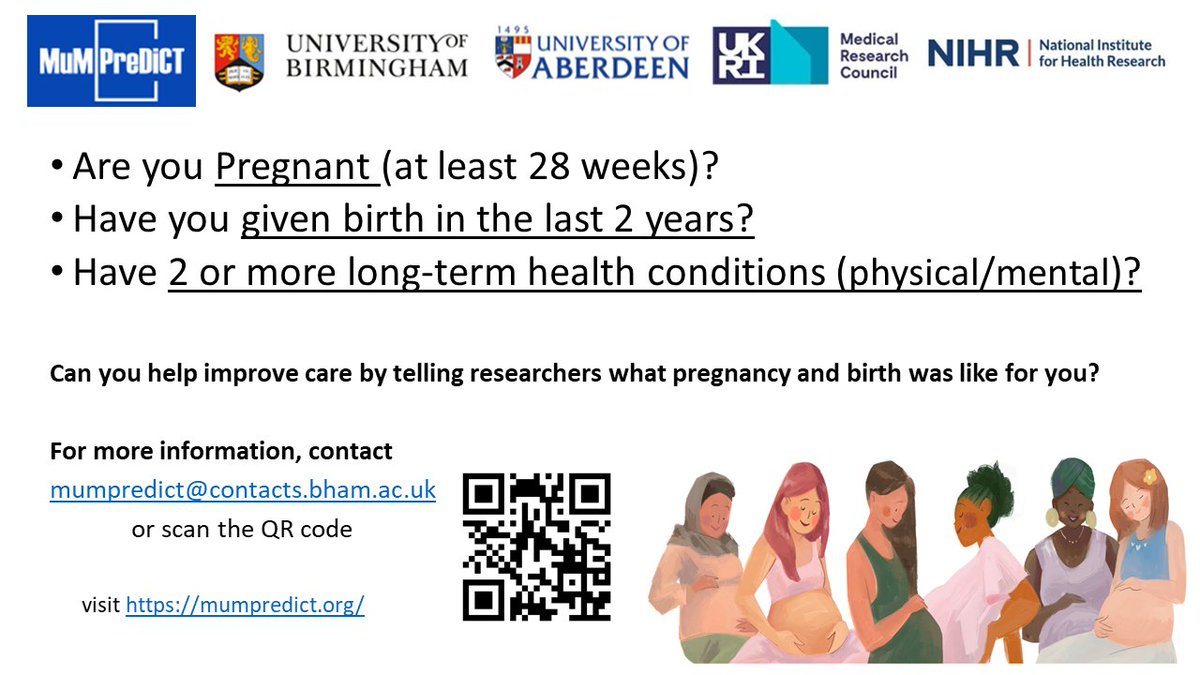 Have you experience of pregnancy with 2 or more long term health conditions (physical/mental)? 
 If so, we want to hear from you. 
Just scan QR below for more info.   
RT's appreciated!