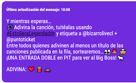 dutrella's tweet photo. #EstoSeraLegendaddy 
@bizarrolivecl

@puntoticket
 GASOLINA DEL BIGBIGBOSSS ¿será de las primeras famosas del mejor de todos los tiempos ya tu lo sabes?? https://t.co/dE6PWRrMZm
