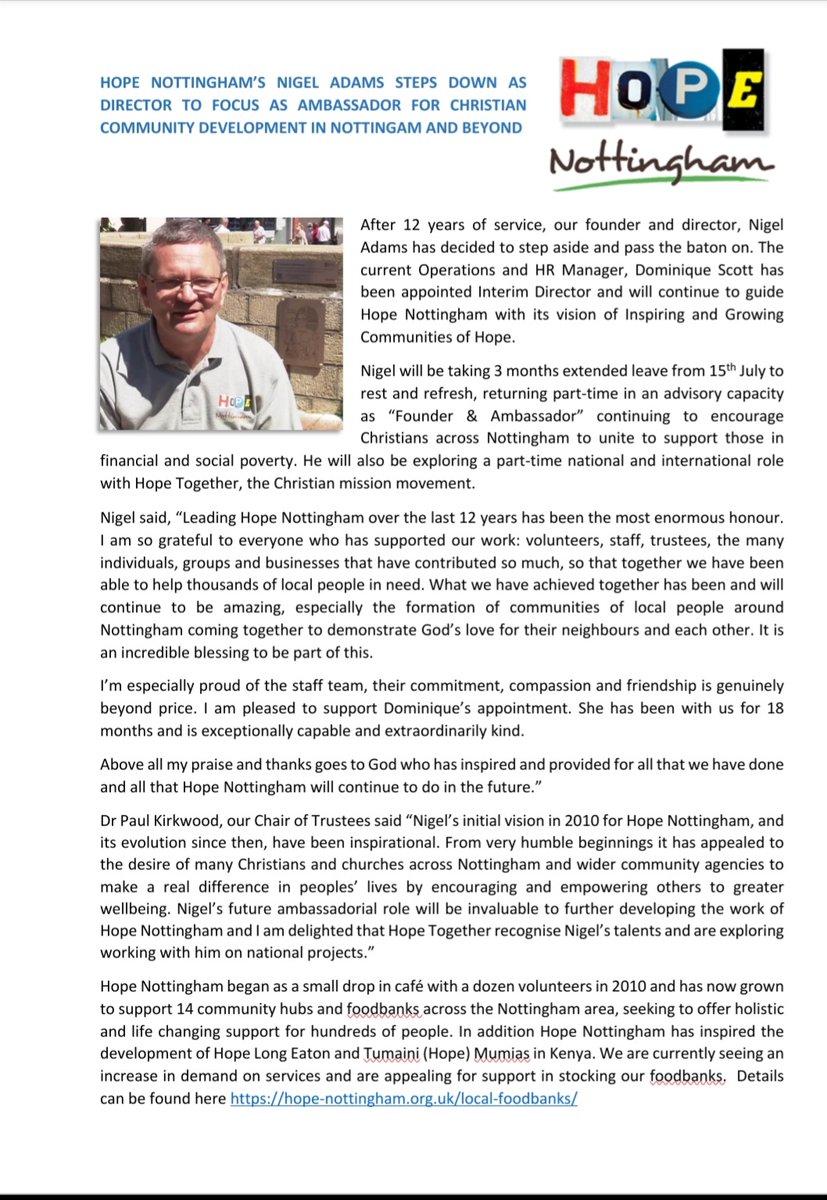 Hope Nottingham (@HopeNottingham) on Twitter photo 2022-05-19 14:14:23 We are so thankful and blessed @NigelatHope 🙏🏽🥰 #News #newseason #HopeNottingham #Beeston #Nottingham #Hopetogether #thereisalwayshope We are so thankful and blessed @NigelatHope 🙏🏽🥰 #News #newseason #HopeNottingham #Beeston #Nottingham #Hopetogether #thereisalwayshope