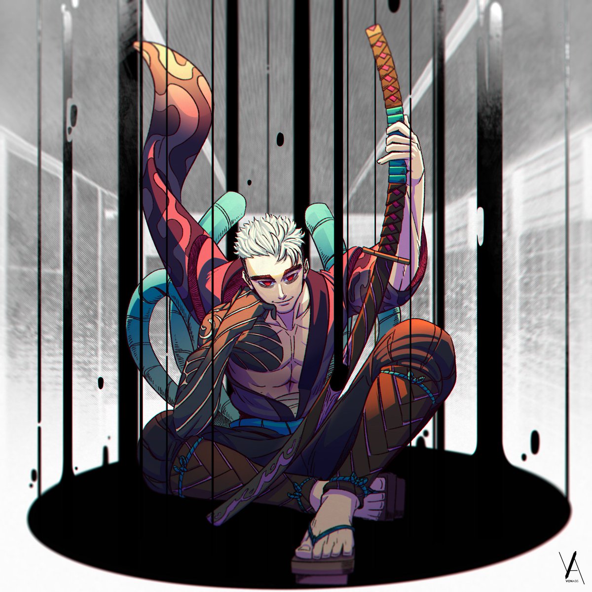 vonasis02's tweet photo. My take on Amadeus for an artjam with my discord friends, we had to draw with the samurai theme and pick from pokemon's typing to fuse with the piece, i chose the Nagamaki and Dark typing for mine
#jamurai #samurai #ronin https://t.co/05UheZiokv