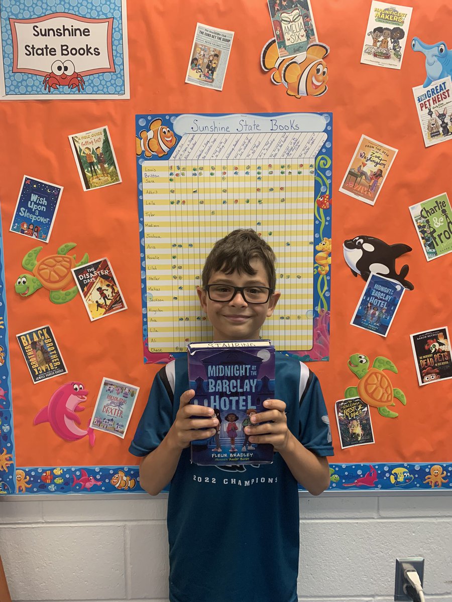 Congratulations to this AMAZING Starfish for completing all 15 <a href="/FloridaSSYRA/">Florida SSYRA</a> books!  His favorite was Midnight at the Barclay Hotel by @FTBradleyAuthor So proud of you, Louie 👏🎉🙌 <a href="/LOEMedia/">LOE Media Center</a> <a href="/LaurelOakElem/">Laurel Oak Elem.</a>
