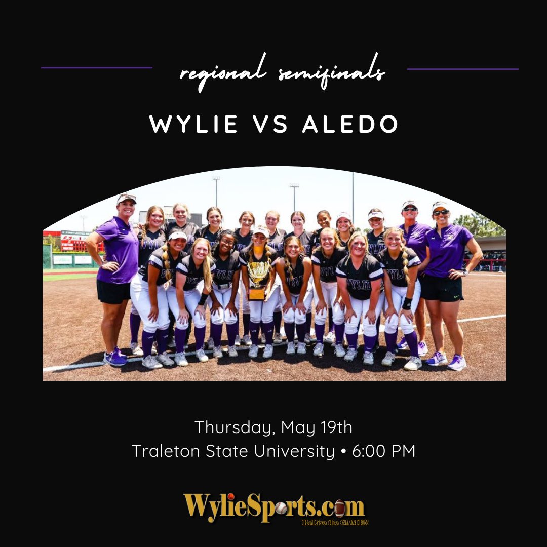 WylieSoftball's tweet photo. 🙌🏻💜💛🥎Woohoo!! Headed to Tarelton tonight to take on Aledo  for the first game of round 4!! Let’s go girls!!🥎💜💛🙌🏻 #huntingforthatgoldenglove @ThePurpleDogCo @WylieSports @WylieFrontRow @bdogsliveonline @KTXSSports @AbileneSports https://t.co/fhdUBx173D