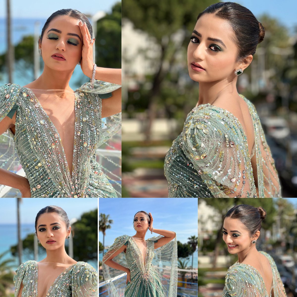 Stealing our heart 💕 @hellyshahofficial looks breathtaking as she shares some more pictures of her Cannes film festival 2022 red carpet look for L’Oréal Paris. 💕😘 

#hellyshah #cannes2022 #cannesfilmfestival #lorealparis <a href="/viralbhayani77/">Viral Bhayani</a>