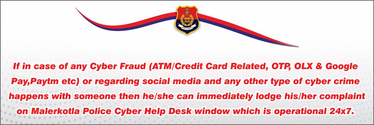 MalerkotlaPol's tweet image. ਐੱਸ.ਐੱਸ.ਪੀ ਮਾਲੇਰਕੋਟਲਾ ਵੱਲੋਂ ਸਾਈਬਰ ਅਪਰਾਧ ਨਾਲ ਨਜਿੱਠਣ ਲਈ, ਮਾਲੇਰਕੋਟਲਾ ਪੁਲਿਸ ਨੇ ਸਾਈਬਰ ਨਾਲ ਸਬੰਧਤ ਧੋਖਾਧੜੀ ਦੀਆਂ ਸ਼ਿਕਾਇਤਾਂ ਪਰ ਤੁਰੰਤ ਕਾਰਵਾਈ ਲਈ 24x7 ਸਾਈਬਰ ਸੈੱਲ ਹੈਲਪ ਡੈਸਕ ਵਿੰਡੋ ਸ਼ੁਰੂਆਤ ਕੀਤੀ ਹੈ।
#CyberHelpDesk