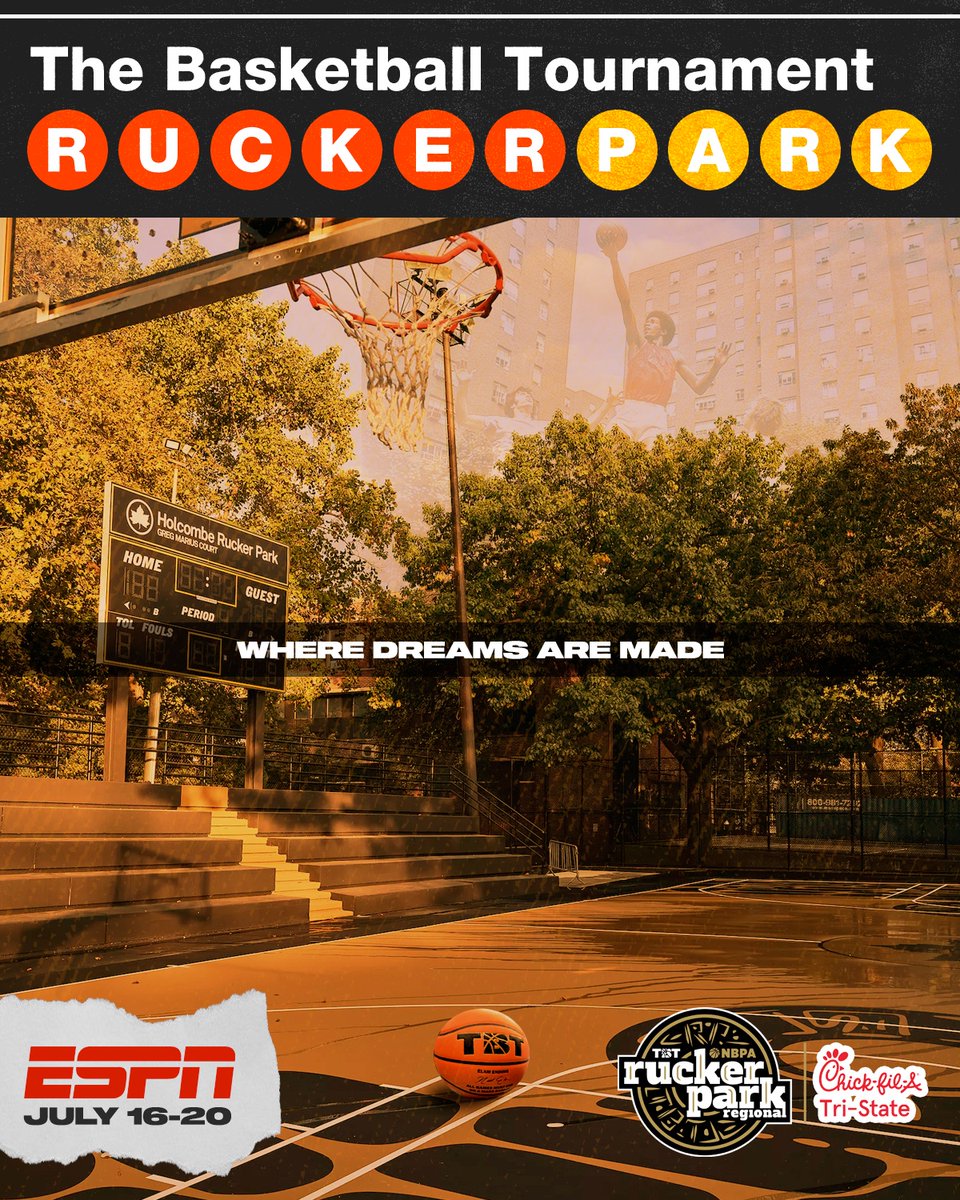 🚨BIG NEWS🚨: Our 8th &amp; final regional location is NYC's famed Rucker Park!

The first outdoor games in TBT history at basketball's most iconic playground 🙌

Powered by <a href="/ChickfilA/">Chick-fil-A, Inc.</a>