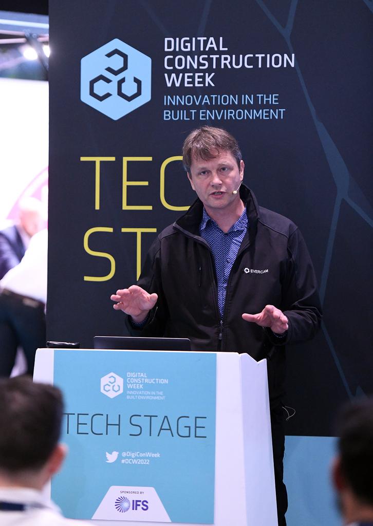 evrcm's tweet photo. Great turnout from the audience this morning for our session at the Tech Stage, where #Evercam CEO @marcoherbst presented our latest product #4DView" which combines real-time, high-quality video footage of the jobsite with a #digitaltwin.
Thanks to all who attended!
@DCW2022 https://t.co/LsnngxFSeO