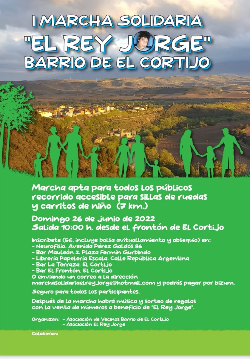 Anímate y participa en una marcha Solidaria a beneficio de "El Rey Jorge".
Gracias por las facilidades #asociacioncortijo 
#ayuntamientologroño
#Elreyjorge