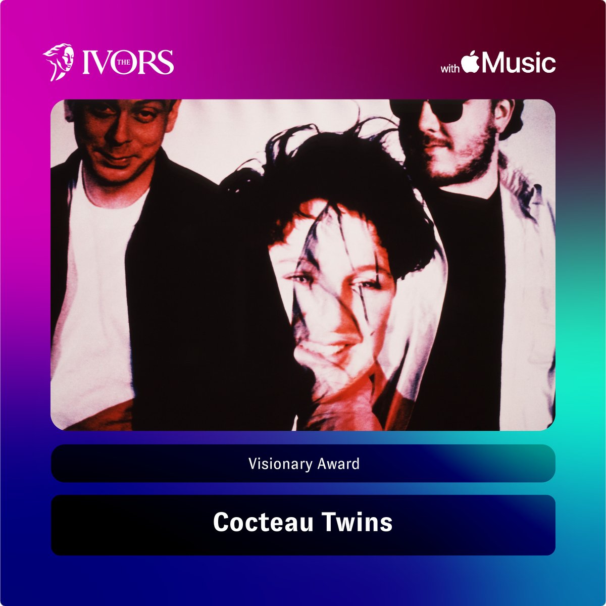 IvorsAcademy's tweet image. ✨ The Ivors Visionary Award goes to @cocteautwins Elizabeth Fraser, Robin Guthrie and Simon Raymonde ✨

#TheIvors