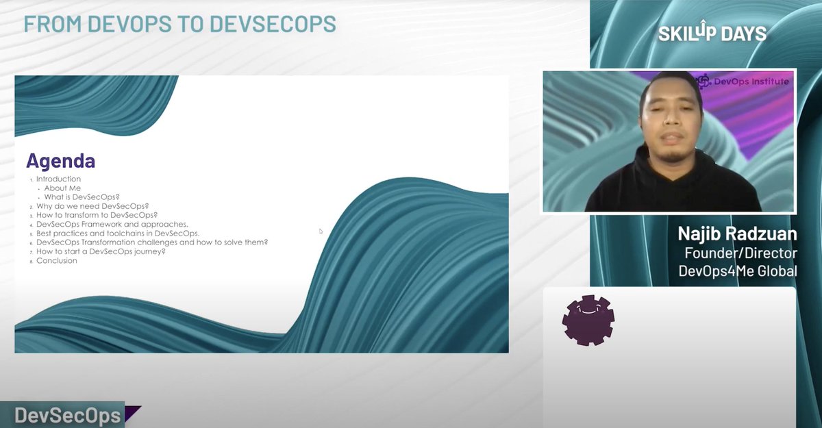 DevOps Institute (@devopsinst) on Twitter photo 🔴 LIVE from #SKILupDay: Najib Radzuan of <a href="/devops4me/">Najib Radzuan - DevOps4Me Global</a> explores the DevSecOps framework and approaches. 💡 Join now: hubs.la/Q01bHhJK0 🔴 LIVE from #SKILupDay: Najib Radzuan of <a href="/devops4me/">Najib Radzuan - DevOps4Me Global</a> explores the DevSecOps framework and approaches. 💡 Join now: hubs.la/Q01bHhJK0