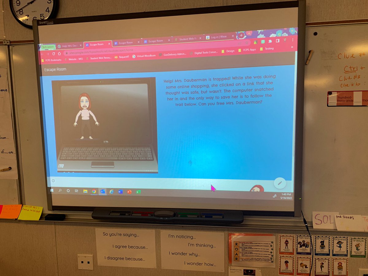 It had been so fun being back in the classroom the last few weeks! Students are engaging in a digital escape room to learn about clickbait and being responsible with their digital footprint. It’s been so fun watching them explore! #FCPSsbts <a href="/WoodburnES_3rd/">Woodburn Third Grade</a> <a href="/WoodburnES/">Woodburn Elementary School</a>
