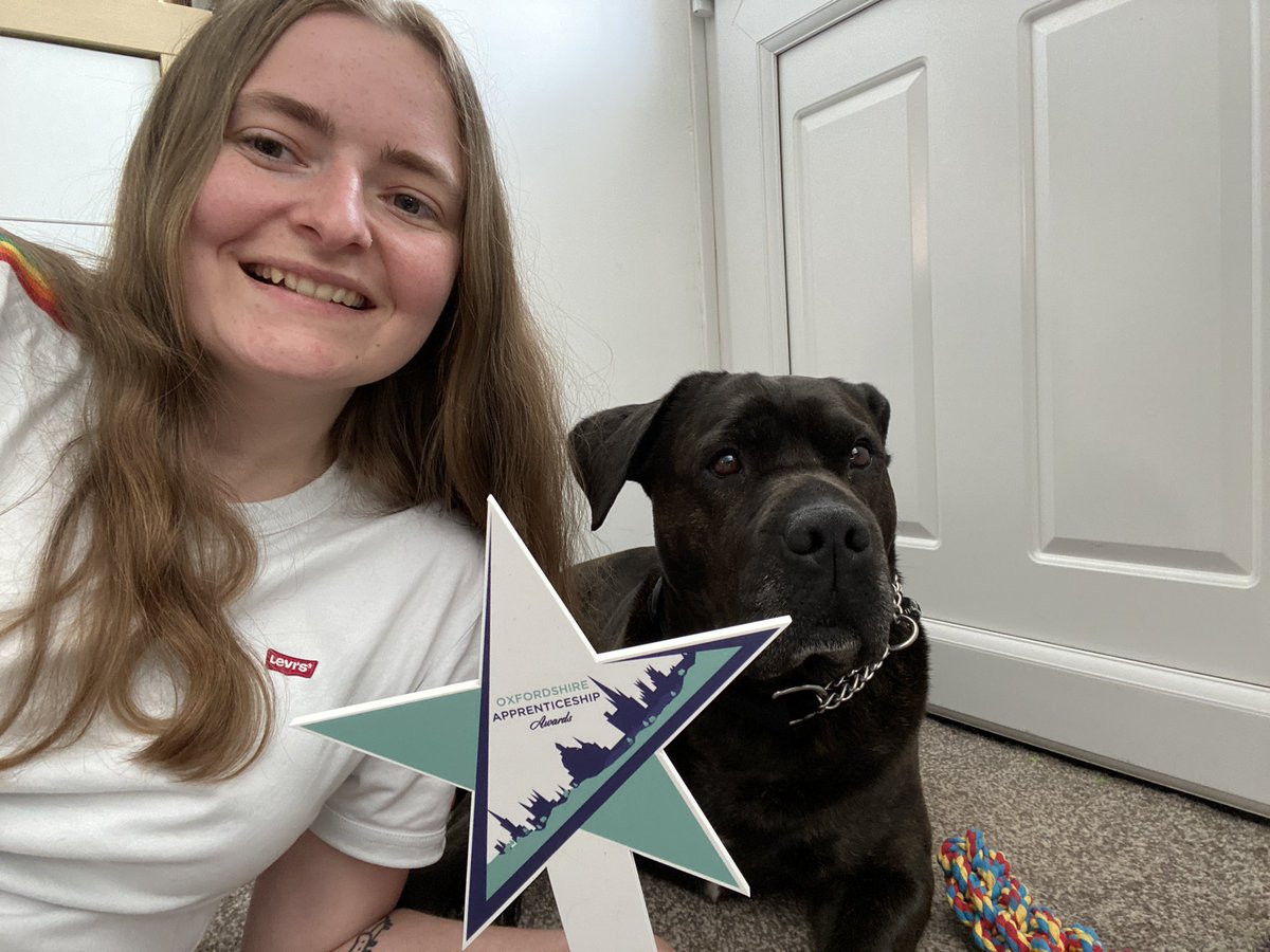 annamiddy's tweet photo. Getting ready to watch the Oxfordshire Apprenticeship Awards tonight with this good boy aka Prince 🐶! He’s only on his holidays here for a few days but he’s helping me stay calm before all the excitement tonight! #OAAwards2022 Good luck everyone! 😁 https://t.co/FXzQaoXKKr