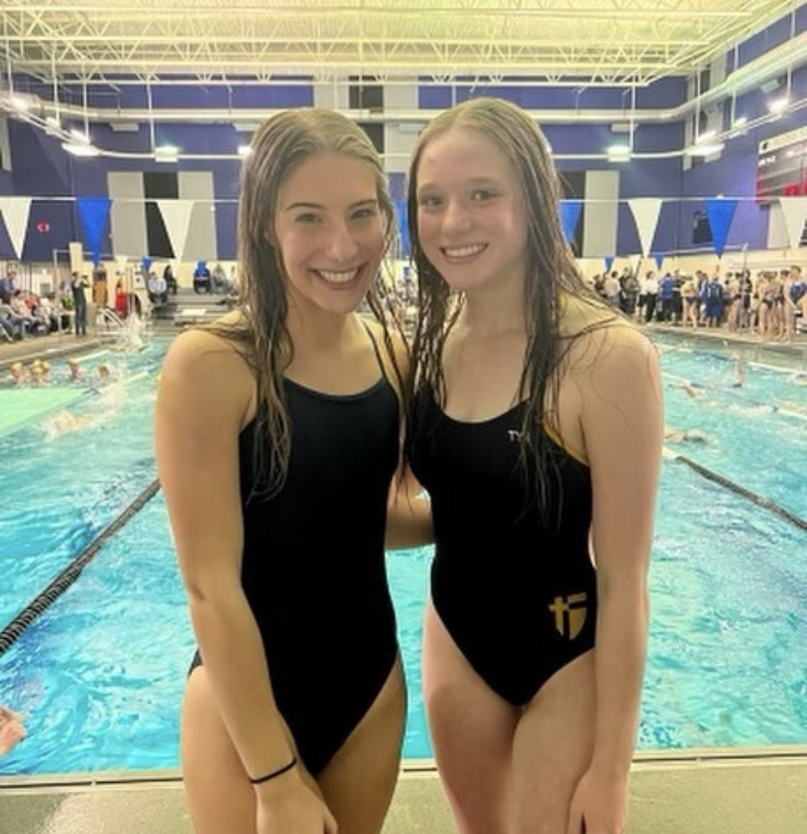 STASwimDive's tweet photo. Abby Hardgree &amp; Abby Paprocki will compete today at Kansas High School Dive State preliminaries at Shawnee Mission Aquatic Center. Go Abby &amp; Abby!  @GoAquinasSaints 🔥 https://t.co/LMqy9V0eOi