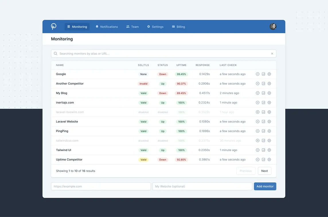 .@pingpingapp notifies you when websites are down or their SSL certificates become invalid 🚨 The service is #madewithlaravel 💪 - madewithlaravel.com/pingpingio