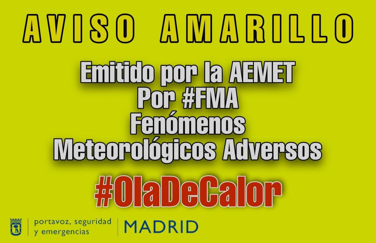 madridprotcivil's tweet photo. Ya estamos ante la primera #OlaDeCalor y os recordamos que hay que beber agua en abundancia y comer frutas para estar hidratados, además utilizar prendas de cabeza y cremas, evitar actividades físicas al sol.
Te dejamos unos consejos de cómo prevenir el #GolpeDeCalor
#FelizTarde https://t.co/xPo0lFhHtj