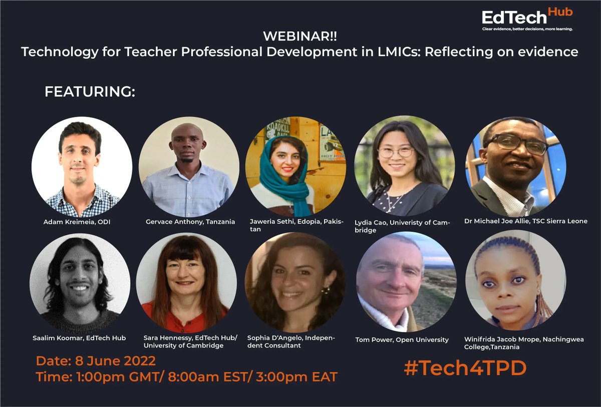 results4dev's tweet photo. Register to join @GlobalEdTechHub for "Technology for Teacher Professional Development in LMICs: Reflecting on Evidence" - an event that will spotlight recent publications from EdTech Hub's Teacher #ProfessionalDevelopment research team.
https://t.co/9GrTQ12mes #Tech4TPD https://t.co/TQczrDETAW
