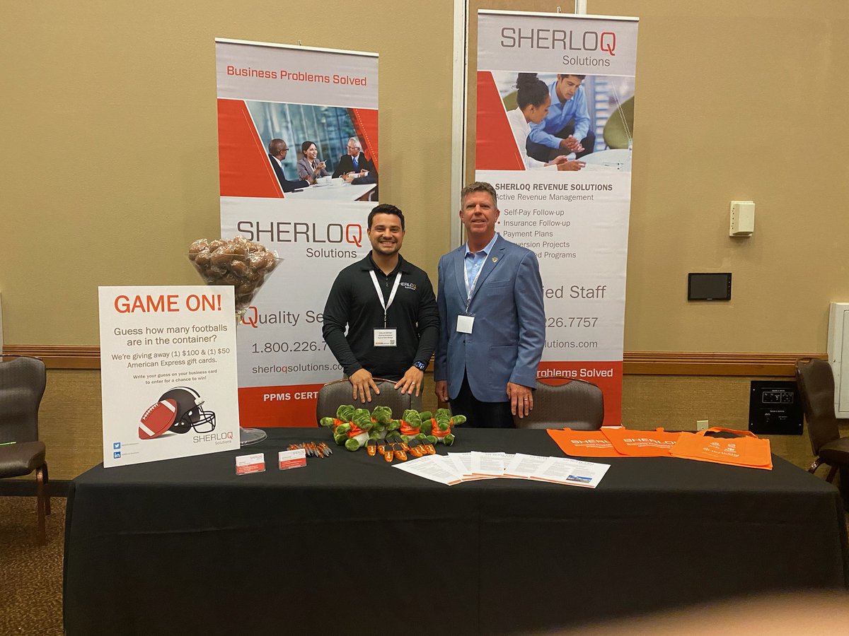 SHERLOQSolution's tweet photo. Great day at the @hfma Region 6 conference. Be sure to stop by and talk to Collin Wydo, MBA, CRCR and David McCullough to find out more about SHERLOQ's revenue cycle services!

#hfma #revenuecyclemanagement #revenuecycle https://t.co/Jx3vbST89Y