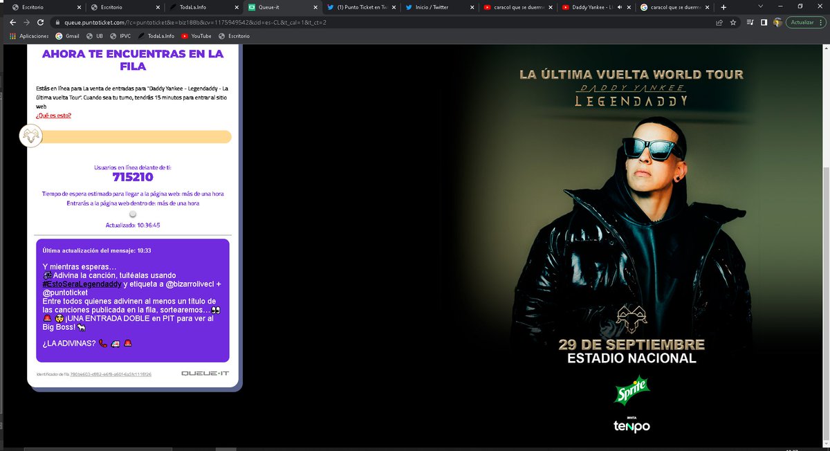 YuneskaC's tweet photo. llamado de emergencia #EstoSeraLegendaddy @bizarrolivecl + @puntoticket https://t.co/rrQd0NFCau