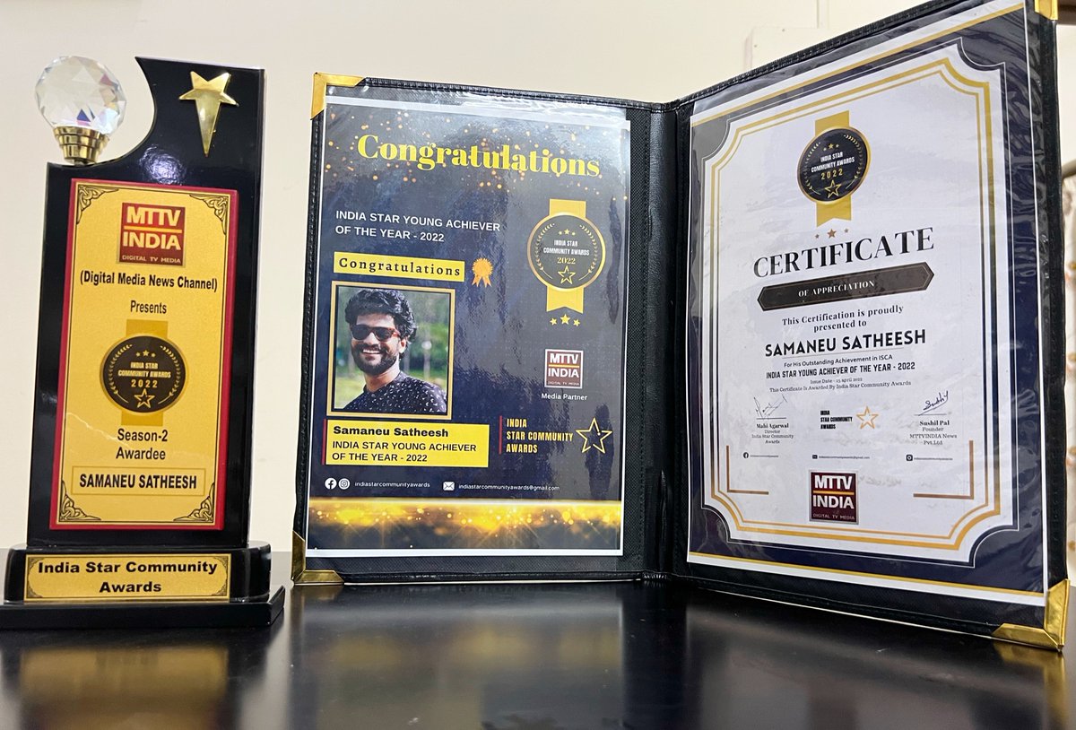 samaneu's tweet photo. My sincere gratitude to MTTV INDIA AND INDIA STAR COMMUNITY for presenting this prestigious as well as coveteous award. 

#indiastaryoungachiever2022 #awards #samaneusatheesh #samaneu #awardsforexcellence #digitalmarketingtips #Trending #MarketingStrategy #digitalmarketingagency https://t.co/DmhsMgBf7I