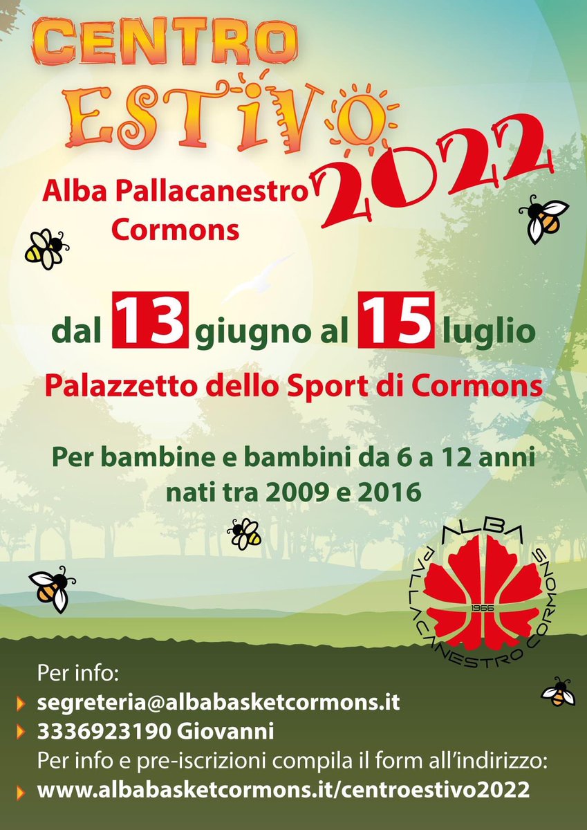 UsAlbaAsd's tweet photo. L’@UsAlbaAsd è lieta d riproporre il Centro estivo dal 𝟭𝟯 𝒈𝒊𝒖𝒈𝒏𝒐 al 𝟭𝟱 𝒍𝒖𝒈𝒍𝒊𝒐, nella cornice 🌞🥵 del PalaPlet 🏟
Tutte le informazioni del caso sul sito societario:

https://t.co/ajs1NFvtY7

#noisiamolalba #centriestivi2022 #bambini #vacanze #divertimento https://t.co/Ug7QvidzVE