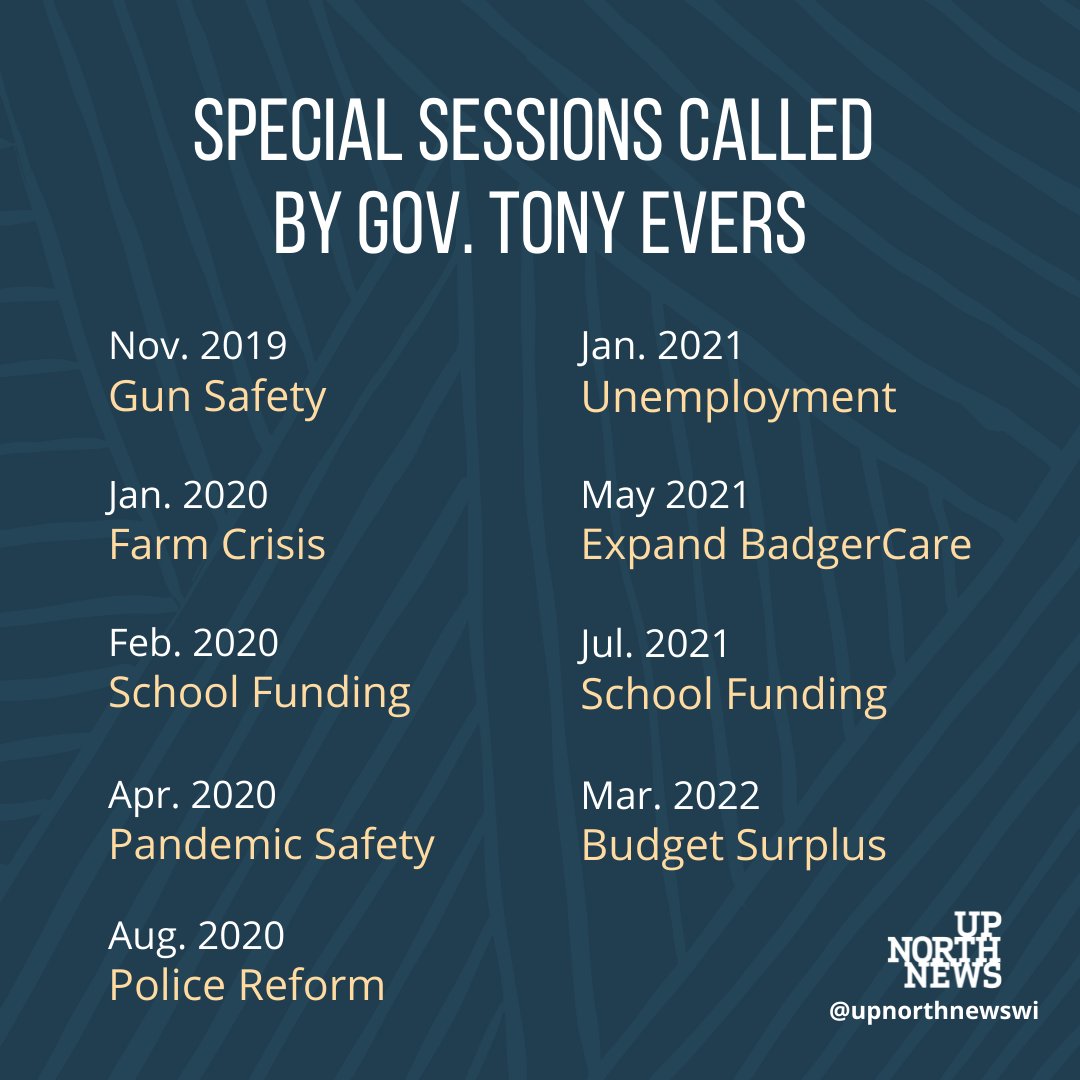 UpNorthNewsWI's tweet photo. This seems like a good time for some reminders:
a) Here are special sessions called on matters affecting millions of peopleโignored by the GOP.
b) GOP legislators gave themselves an 8-mo. paid vacation in 2020.
c) They're on a 10-month paid vacation this year. https://t.co/X9IJ6jMyLe