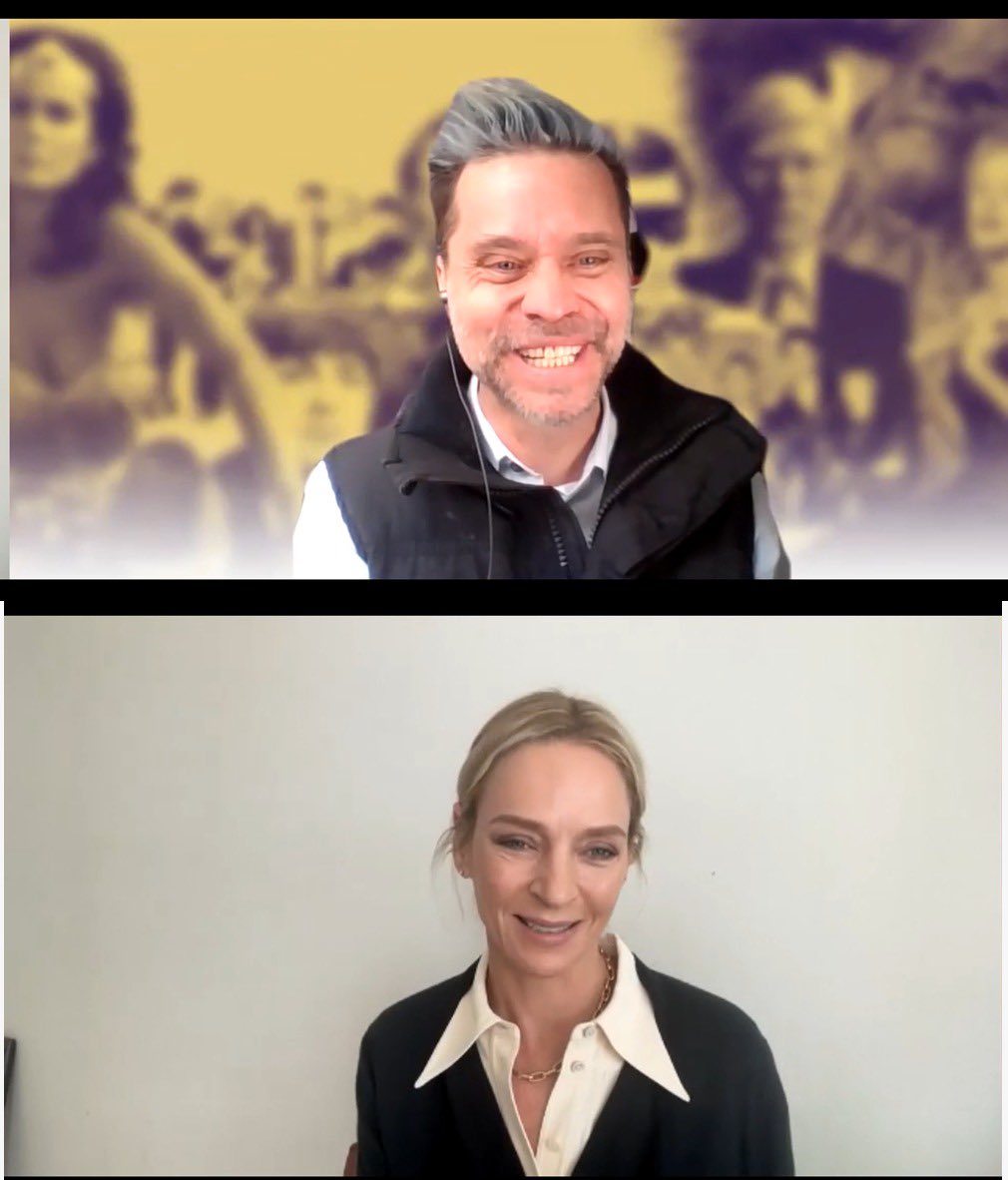 ¿Q tal mi cara de emoción hablando con la mismísima #UmaThurman para <a href="/ZonaPopCNN/">Zona Pop CNN</a>?