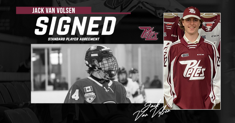 PetesOHLhockey's tweet photo. BREAKING: General Manager Michael Oke announced today that the team has signed @jackvanvolsen14 to a Standard Player Agreement!

DETAILS ⬇️