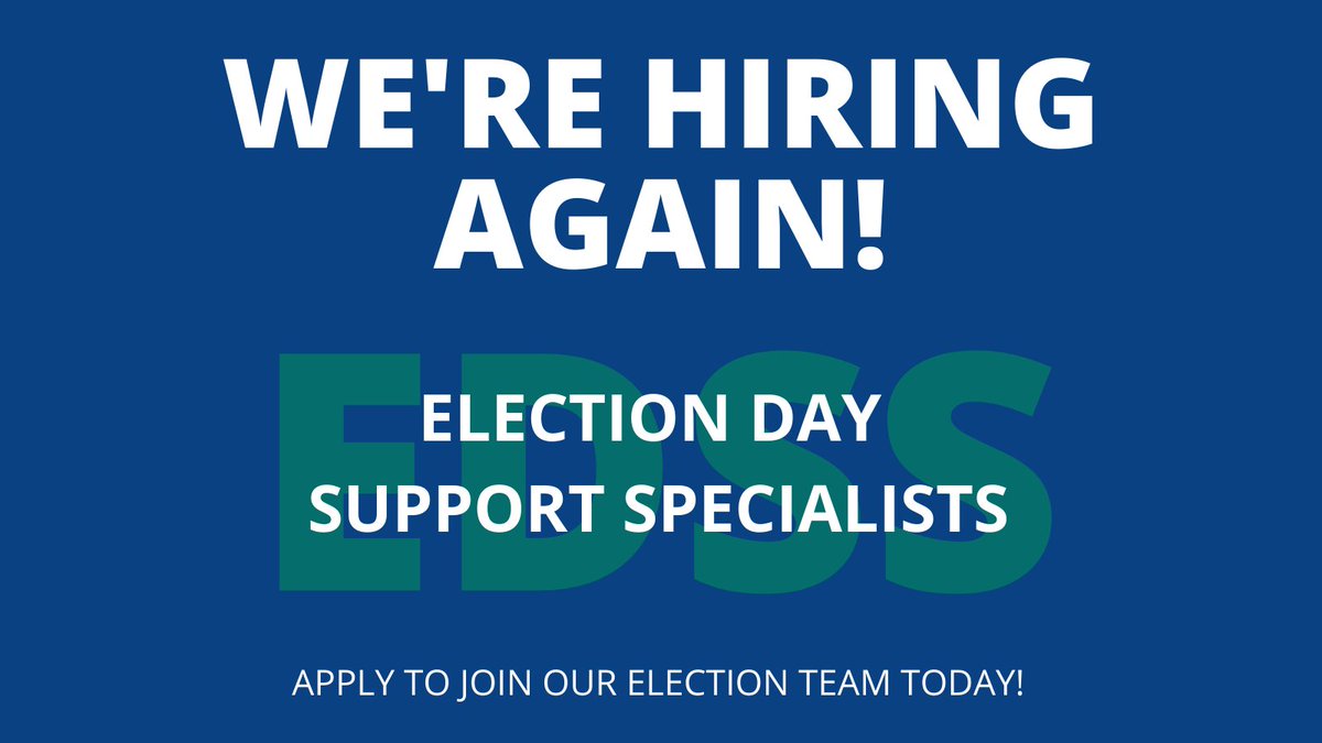 HarfordVotes's tweet photo. Interested in working at your local election office? Now is your chance!

We're hiring Election Day Support Specialists (EDSS) to work in our office for 5-6 weeks and assist in the election process.

View all application details here: https://t.co/2D0oI6ag0I https://t.co/exhCm1ikgR