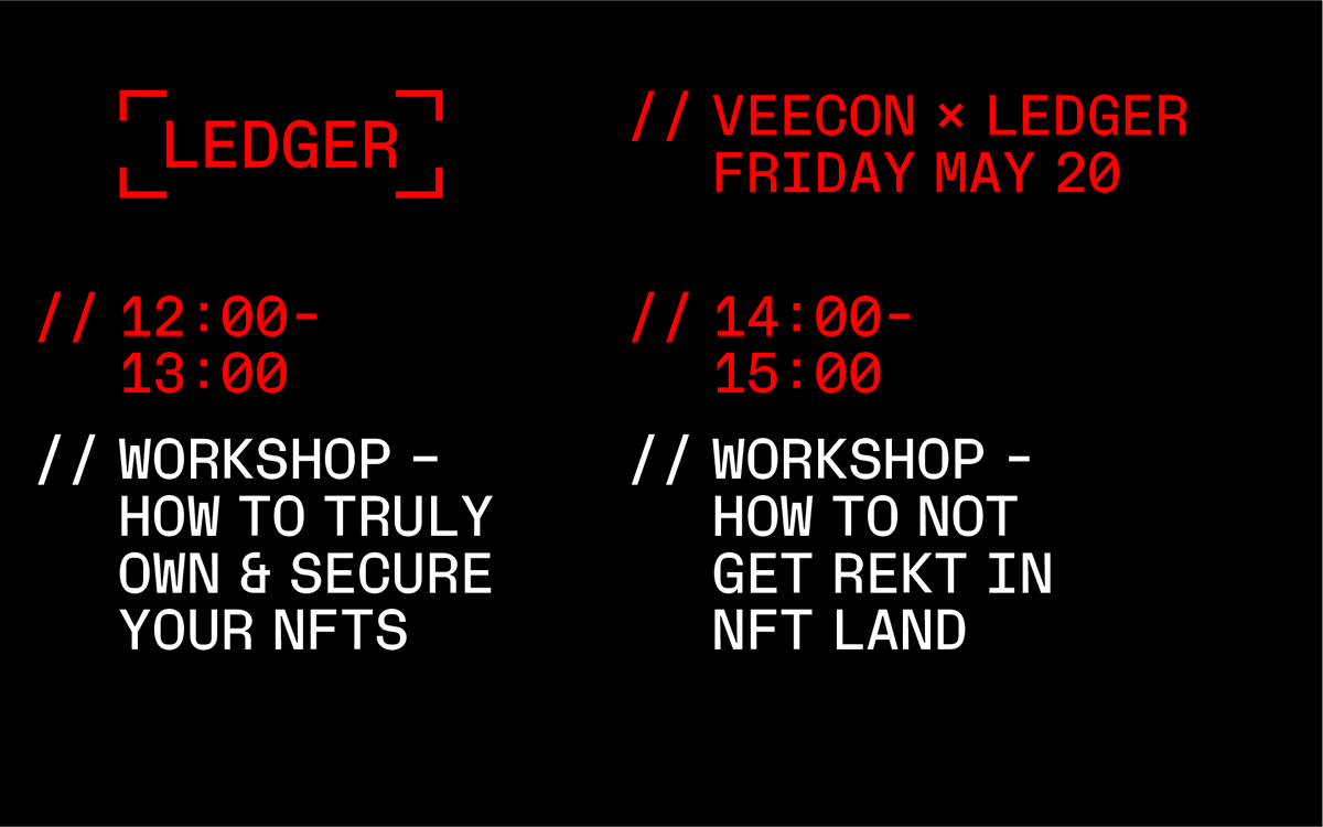 Tomorrow is Day 1 of <a href="/veecon/">VeeCon</a>! Make sure to come by and experience our workshops, <a href="/veefriends/">VeeFriends</a> , <a href="/scabshop/">Scab.Shop</a> and <a href="/thehundreds/">The Hundreds</a> POAPs or pick up a Ledger. #seeyouatveecon #veecon #ledger