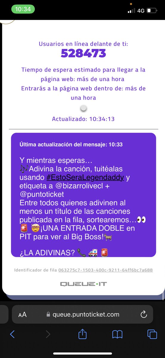 Fernanda_dr's tweet photo. Llamado de emergencia! #EstoSeraLeggendaddy @puntoticket @bizarrolivecl @daddy_yankee Seguimos en la fila!! https://t.co/jTaf6ejAM0