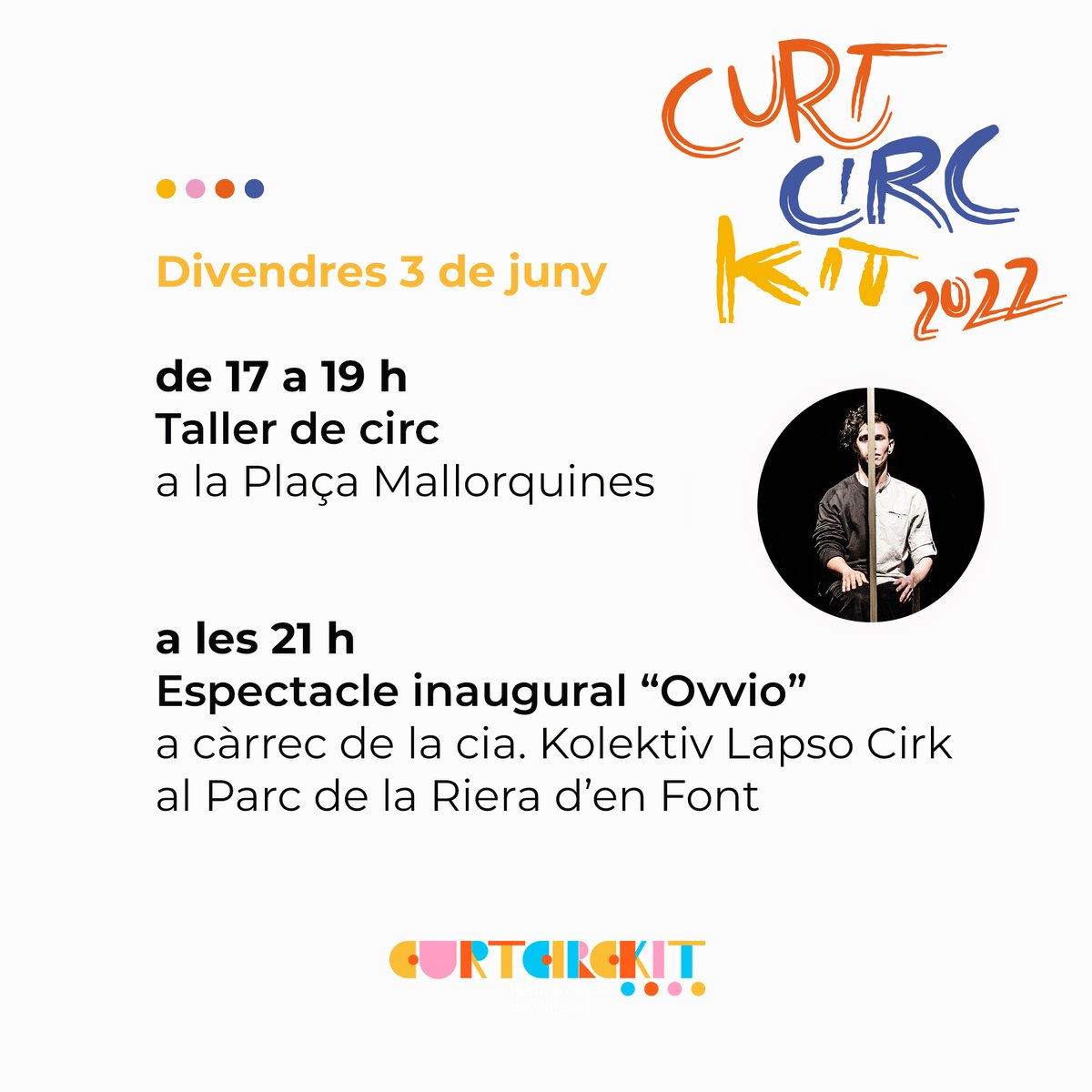 curtcirckit's tweet photo. Aquí la teniu! La programació del #CurtCircKit22!! 🤗🤸🏽🤹🏻‍♀️🎪 I atenció!! Perquè torna el taller de circ! ⁠👏🏽👏🏽⁠
⁠
Ens veiem en dues setmanes!⁠ 🎉⁠
⁠
#Curtcirckit22 #Festivaldecirc #circ #Montgat #curtcirckit #cultura #circalcarrer @Montgat https://t.co/VaoN1Mk1EV