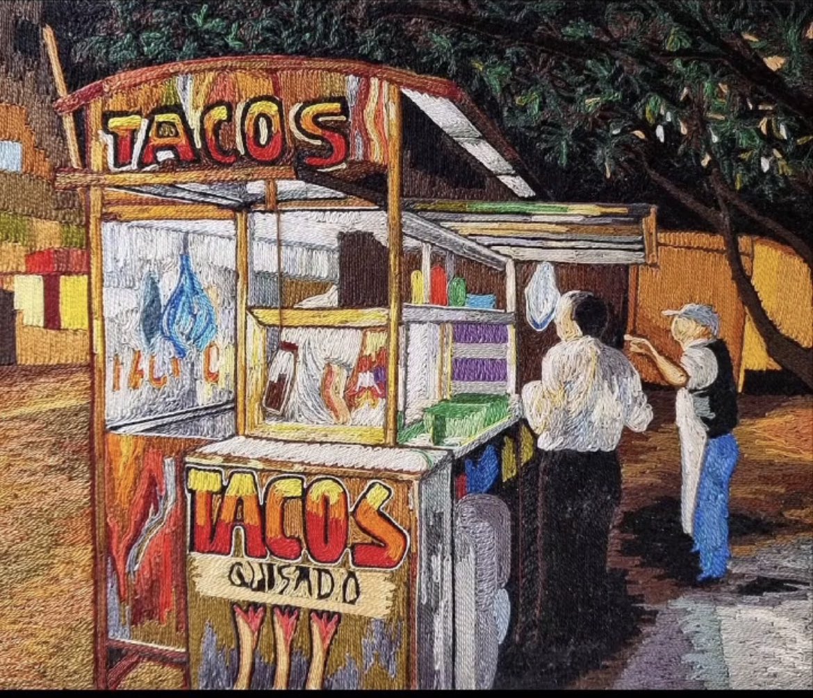 marisolarg's tweet photo. Esta obra hecha con hilo por la artista Laura Ortiz Vega retrata los rótulos del paisaje urbano que hoy quieren remover para poner el logo de la alcaldía Cuauhtémoc. #conlosrotulosno https://t.co/oA3zwODgn0