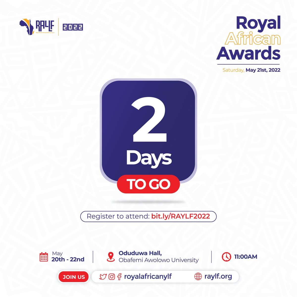 Only 2 days left to Get your personal invitation! bit.ly/AttendRAYLF2022 
You don’t want to miss it.
#RAYLFAwards2022