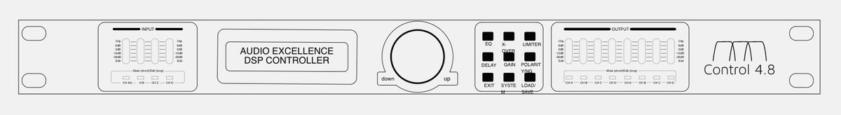 AudioExcell's tweet photo. The Control 4.8 DSP crossover:

AV systems are designed around multiples of 4 channels: 3 front channels plus 1 LFE; 2 surround channels and 2 ceiling channels; 4 surround channels; 4 ceiling channels.
1/4 https://t.co/5qLbVVjwVL