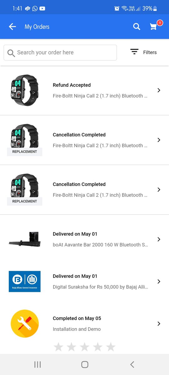 Jravi84's tweet photo. @Flipkart @_Kalyan_K @fireboltt__ 
I have ordered Smart watch on 1st of May but received defective product.Till now no one is responding and simply #flipkart team is been draging this issue. How I can believe in #flipkart products.shud I go to consumer court. https://t.co/UIRcm8pi2X