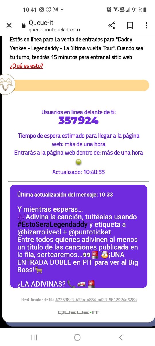 mish110581's tweet photo. @puntoticket Llamado de emergencia Esta es la canción que me hará ganar  para ir con mi hija! 2 generaciones lo amamos!! #LLAMADODEEMERGENCIA @bizarrolivecl @puntoticket https://t.co/EjrySg7ebr