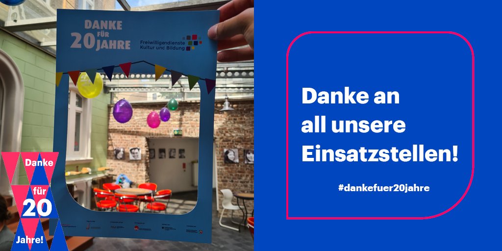 #dankefuer20jahre allen Einsatzstellen der <a href="/FSJbfdKLTRuBLDG/">FWD Kultur u Bildung</a>: Ihre Arbeit schafft Möglichkeiten für Teilhabe &amp; Mitbestimmung für unsere Freiwilligen* und gibt ihnen die Möglichkeit, ihre eigenen Ideen umzusetzen, sich selbst zu verwirklichen und gesellschaftlich zu engagieren.